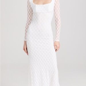 Bardot White Sheath Long Sleeve Scoop Neck Dress